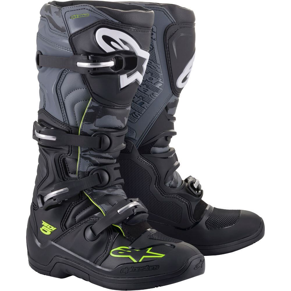 Alpinestars 2026 Tech 5 Motocross Boots Black Cool Grey Yellow Fluo
